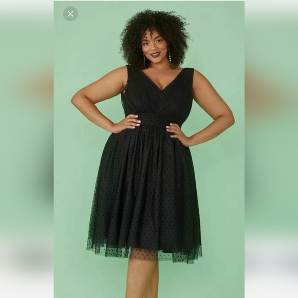 Plus size 16 Modcloth Black Party Dress polka dot women's - Picture 1 of 7